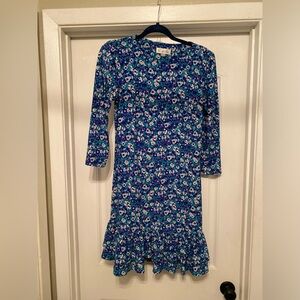 Harper Blue Floral Ruffle Hem Dress